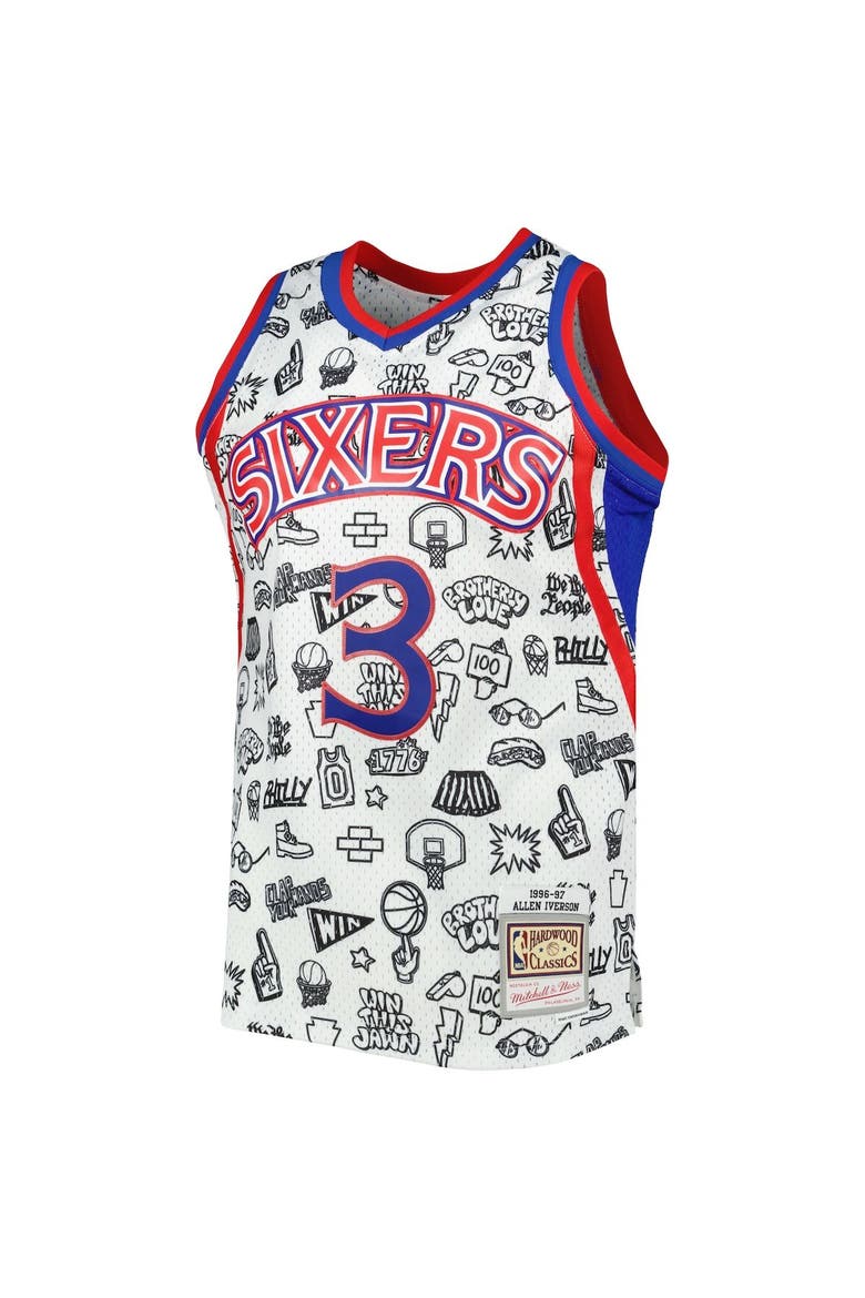 Men's Mitchell & Ness Allen Iverson White Philadelphia 76ers 1996/97 Swingman Jersey, Alternate, color, White