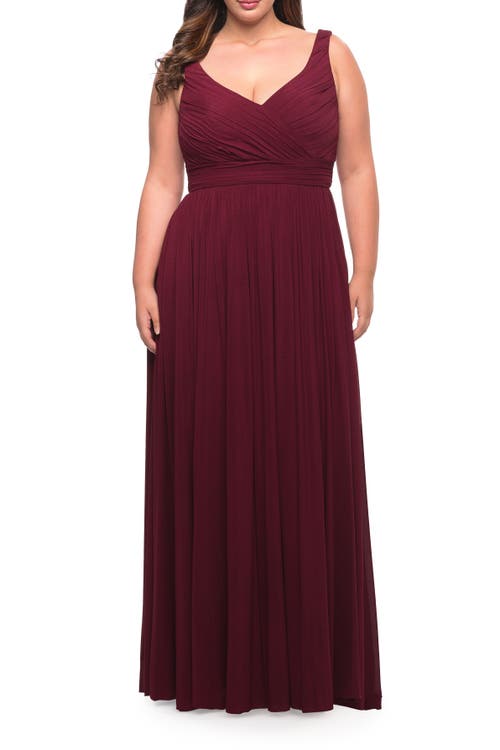 La Femme Plus Size Long Gown In Purple