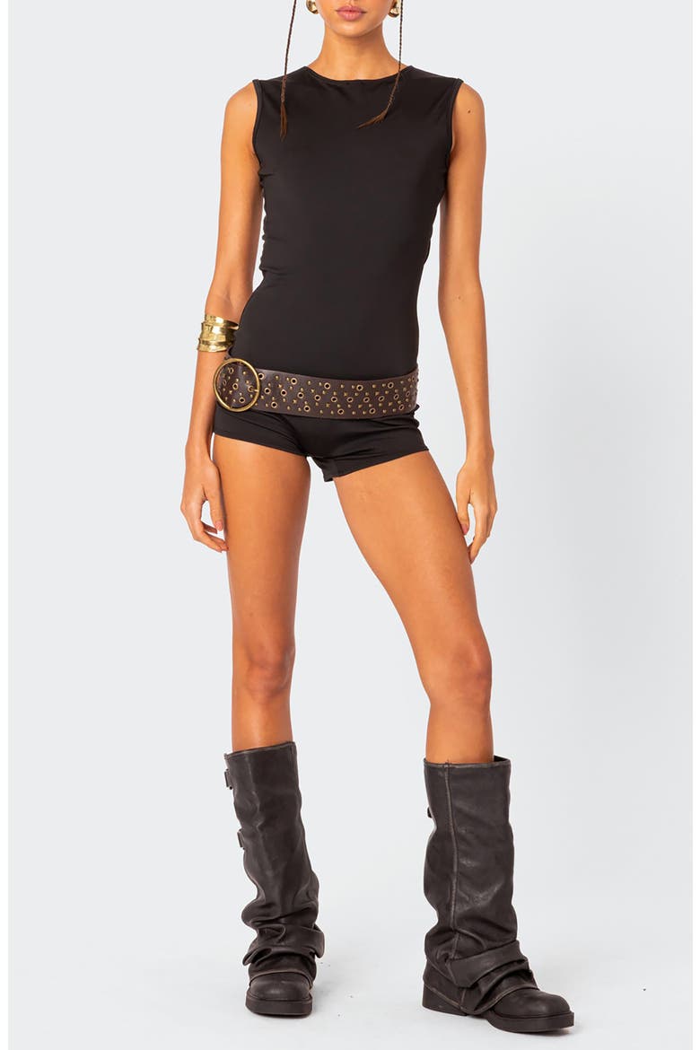 Brynley Open Back Romper, Main, color, BLACK