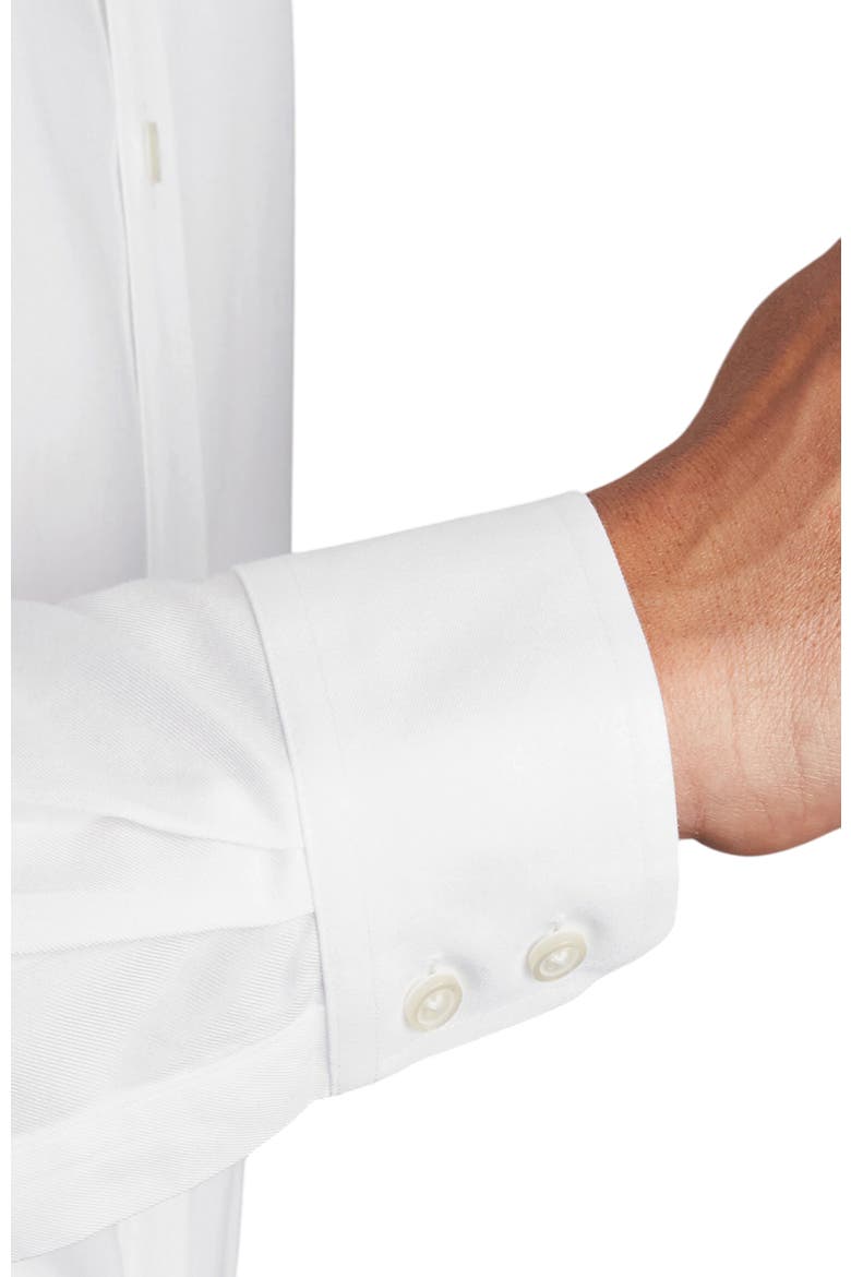 Non-Iron Twill Cutaway Slim Fit Shirt Double Cuff, Alternate, color, WHITE