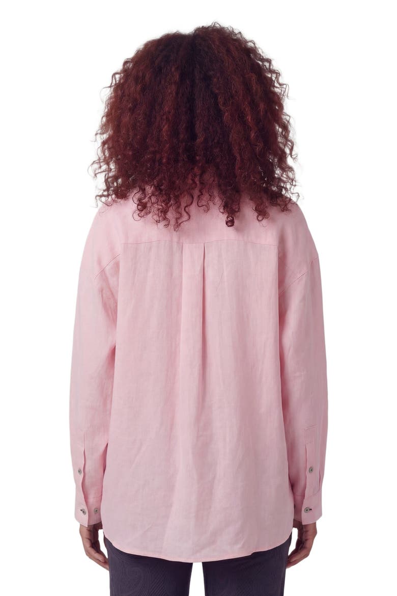 Womens Long Sleeve Linen Shirt, Alternate, color, FRESH PINK