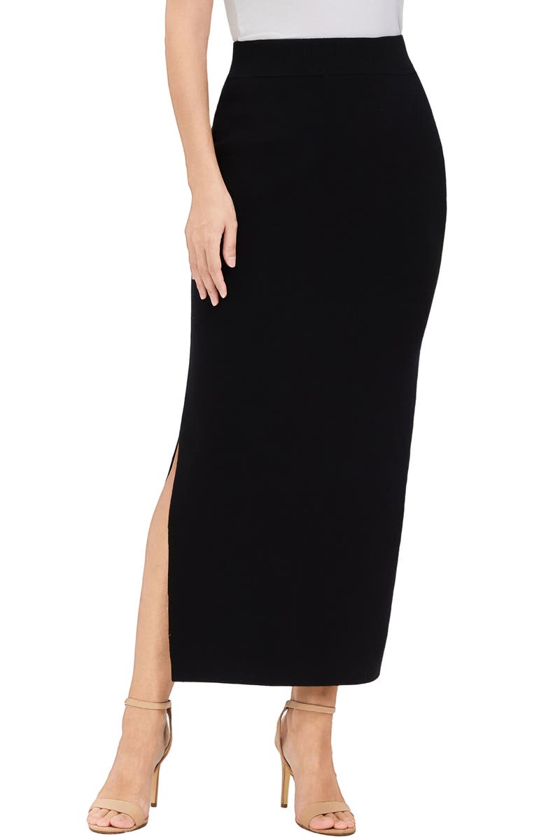 Kimi & Kai Women's Side Slit Knit Maxi Skirt, Main, color, Black