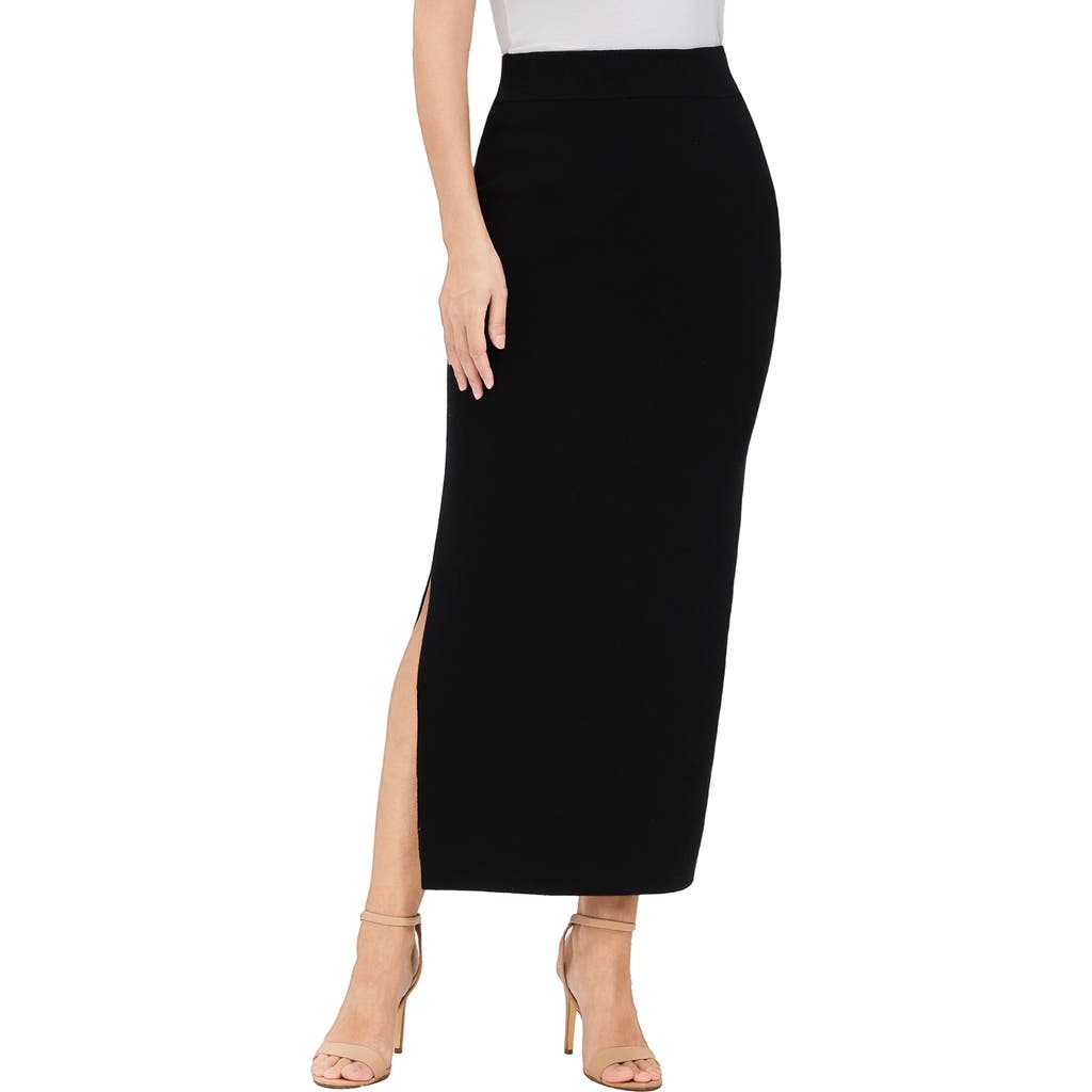 Kimi & Kai Side Slit Knit Maxi Skirt In Black