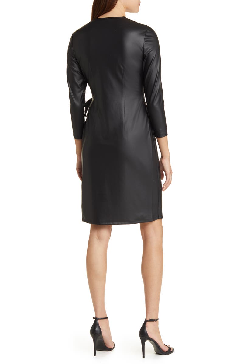 Anne Klein Classic Long Sleeve Faux Wrap Dress, Alternate, color,