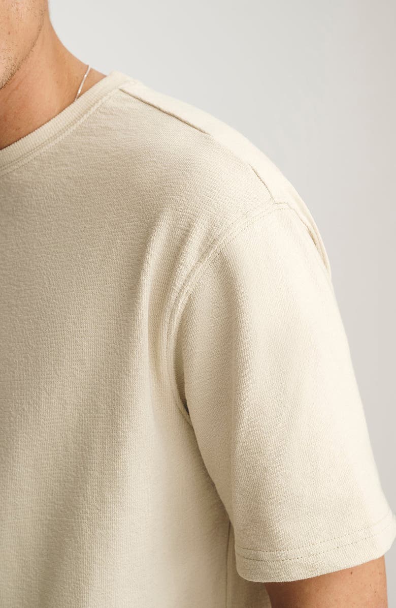 Mavi Jeans Off White Textured Cotton Crewneck T-Shirt, Alternate, color,