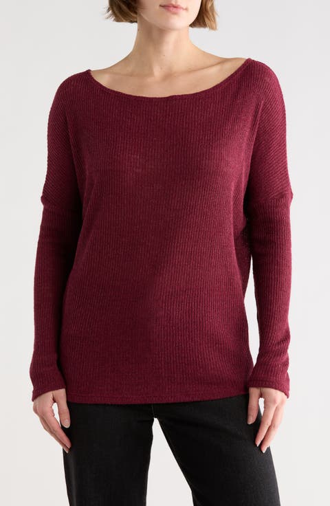 Boat Neck Dolman Sleeve Sweater