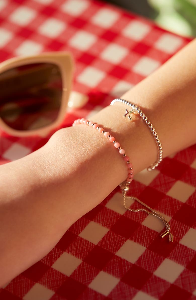 Estella Bartlett Sienna Kiss Beaded Stretch Bracelet, Alternate, color, Silver