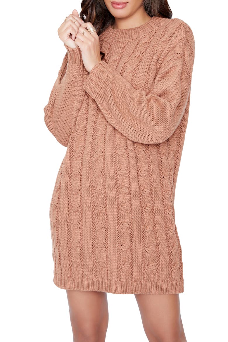 Staycation Sweater Minidress, Main, color, TAN