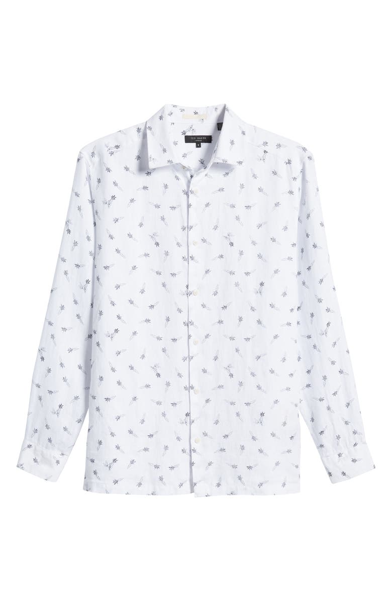 Ted Baker London Men's Loron Carrot Print Linen Button-Up Shirt, Alternate, color,