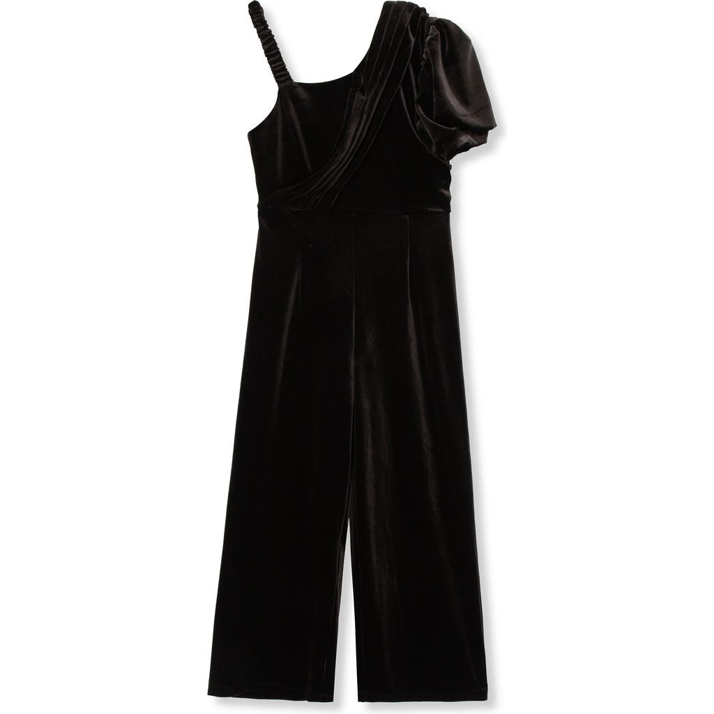 HABITUAL HABITUAL KIDS KIDS' ASYMMETRIC VELOUR WIDE LEG JUMPSUIT