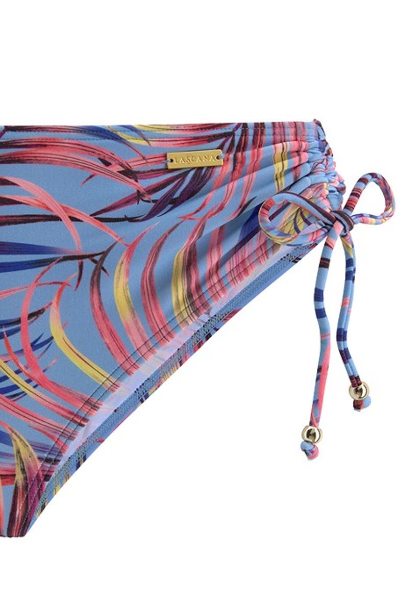 LASCANA Palm Print Mid Rise Bikini Bottom, Alternate, color, Blue-Printed