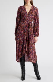 KOBI HALPERIN Dorothy Long Sleeve Faux Wrap Dress