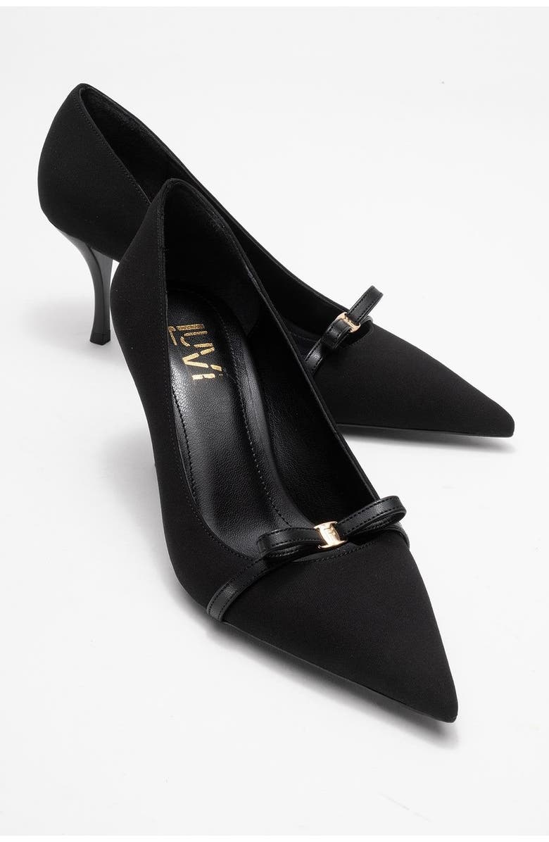 Prologue Shoes Annie Bow Pointed Toe Pump, Alternate, color, Black