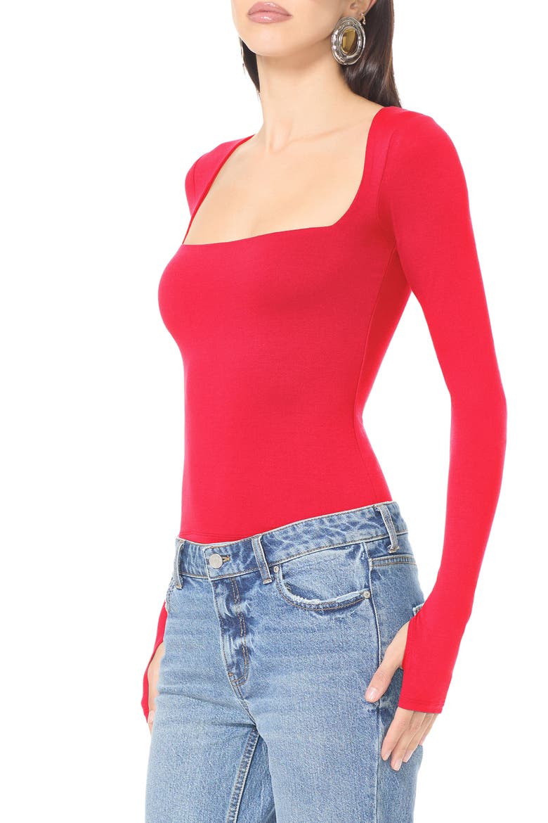 Ines Long Sleeve Square Neck Top, Alternate, color, KISS RED