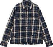 AllSaints Rei Distressed Plaid Cotton Button-Up Shirt