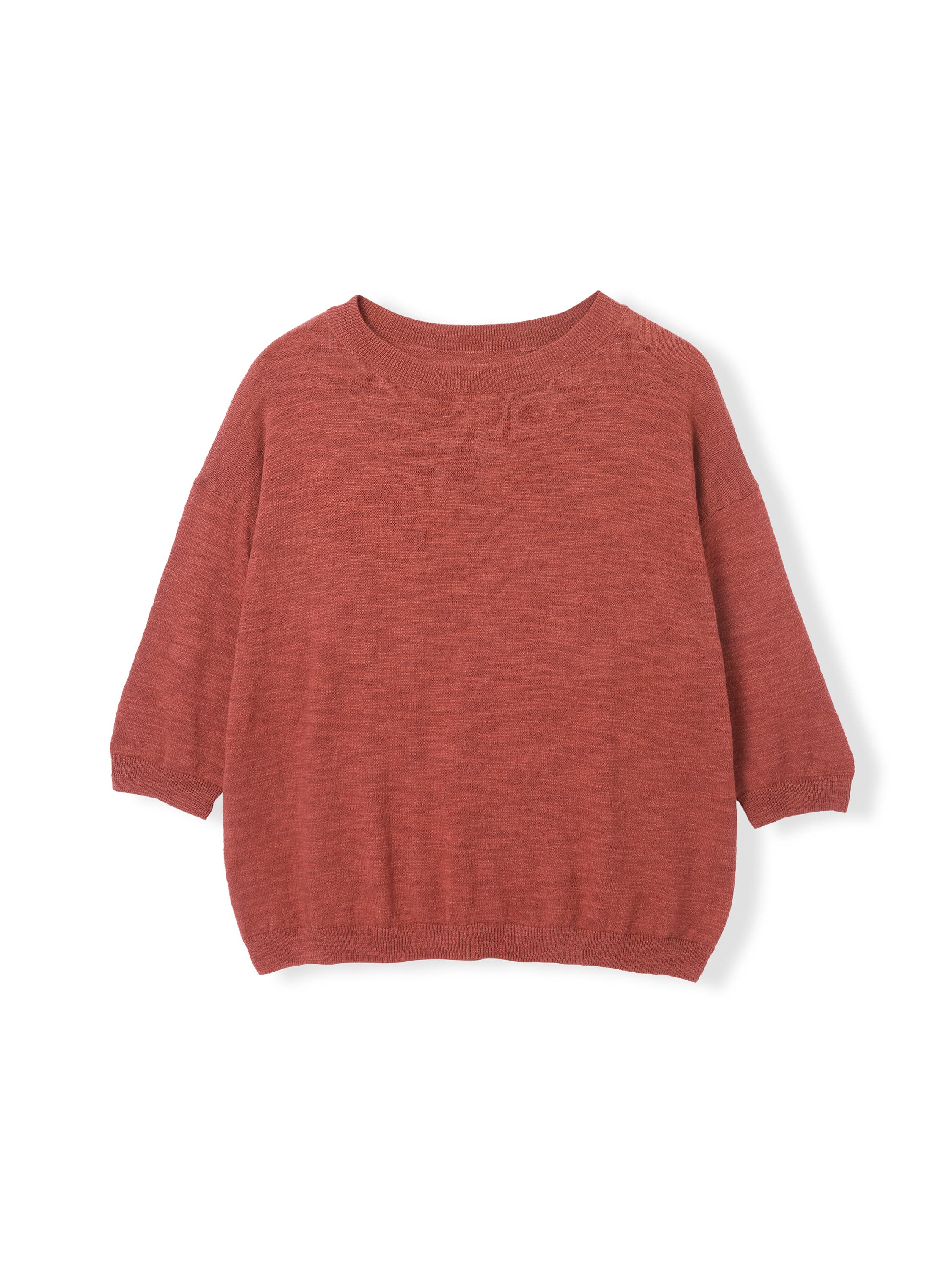 3/4 Sleeve Linen Blend Crew Neck Top - image 2