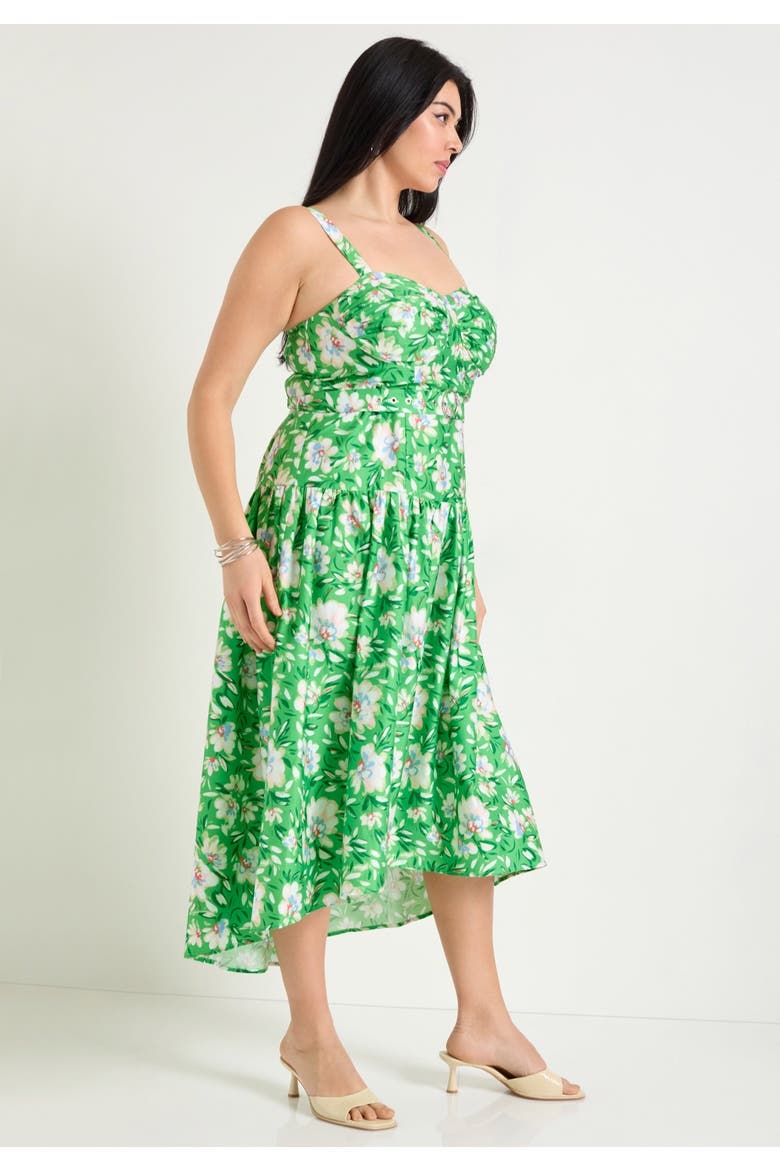 High Low Midi Dress, Alternate, color, FLOWERS GREEN