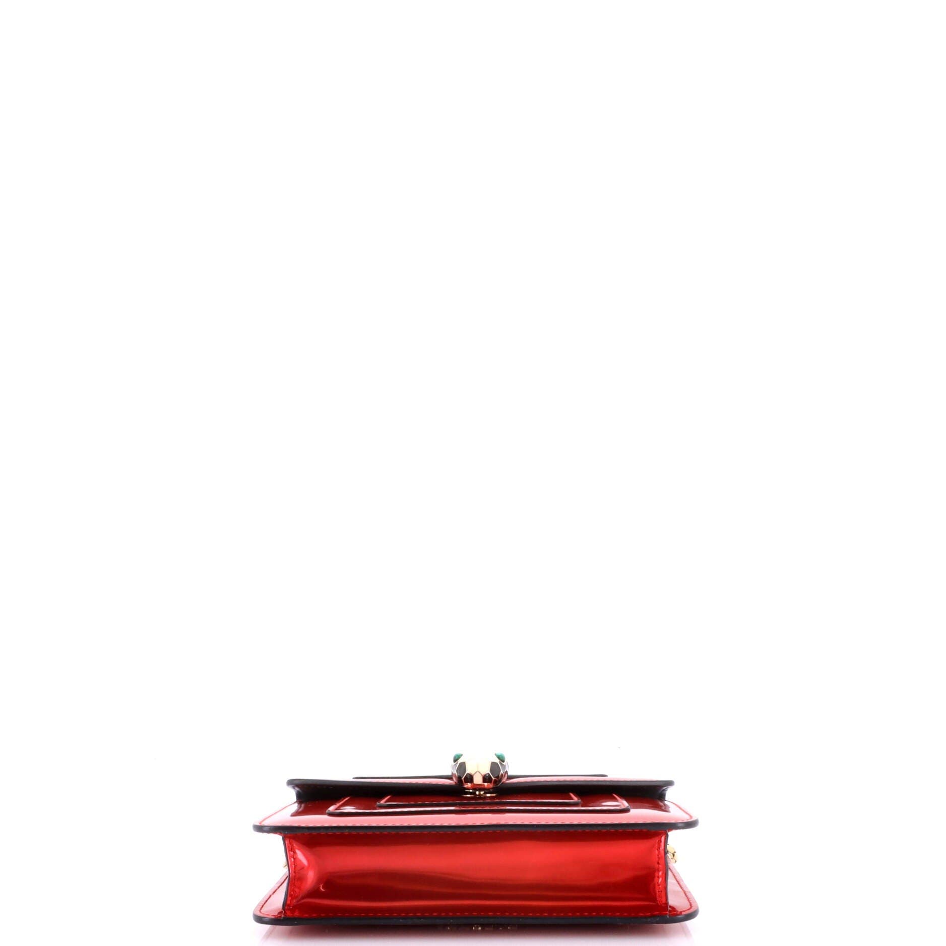 Serpenti Forever Square Shoulder Bag Metallic Leather Small, Alternate, color, Red