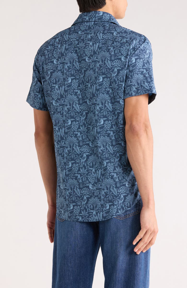 Bonobos Tukano Slim Fit Short Sleeve Button-Up Shirt, Alternate, color, Navy Toucan