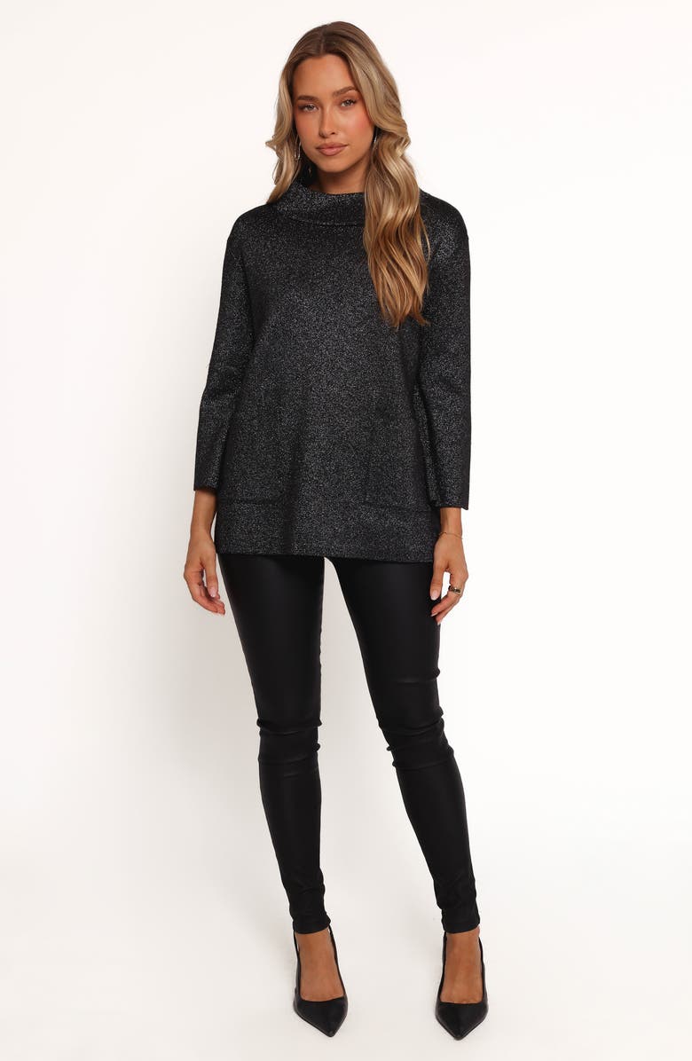 Petal & Pup Tassie Shimmer Mock Neck Sweater, Alternate, color, Black