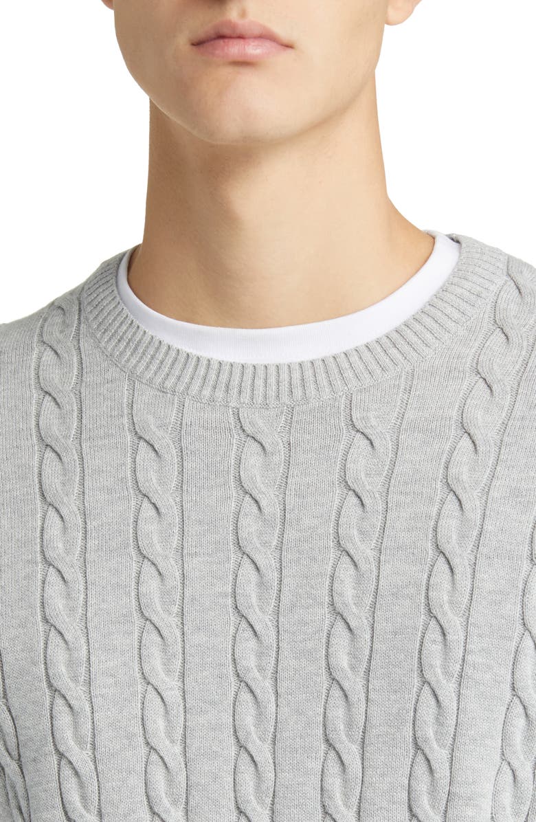 Brooks Brothers Cable Cotton Crewneck Sweater, Alternate, color, 