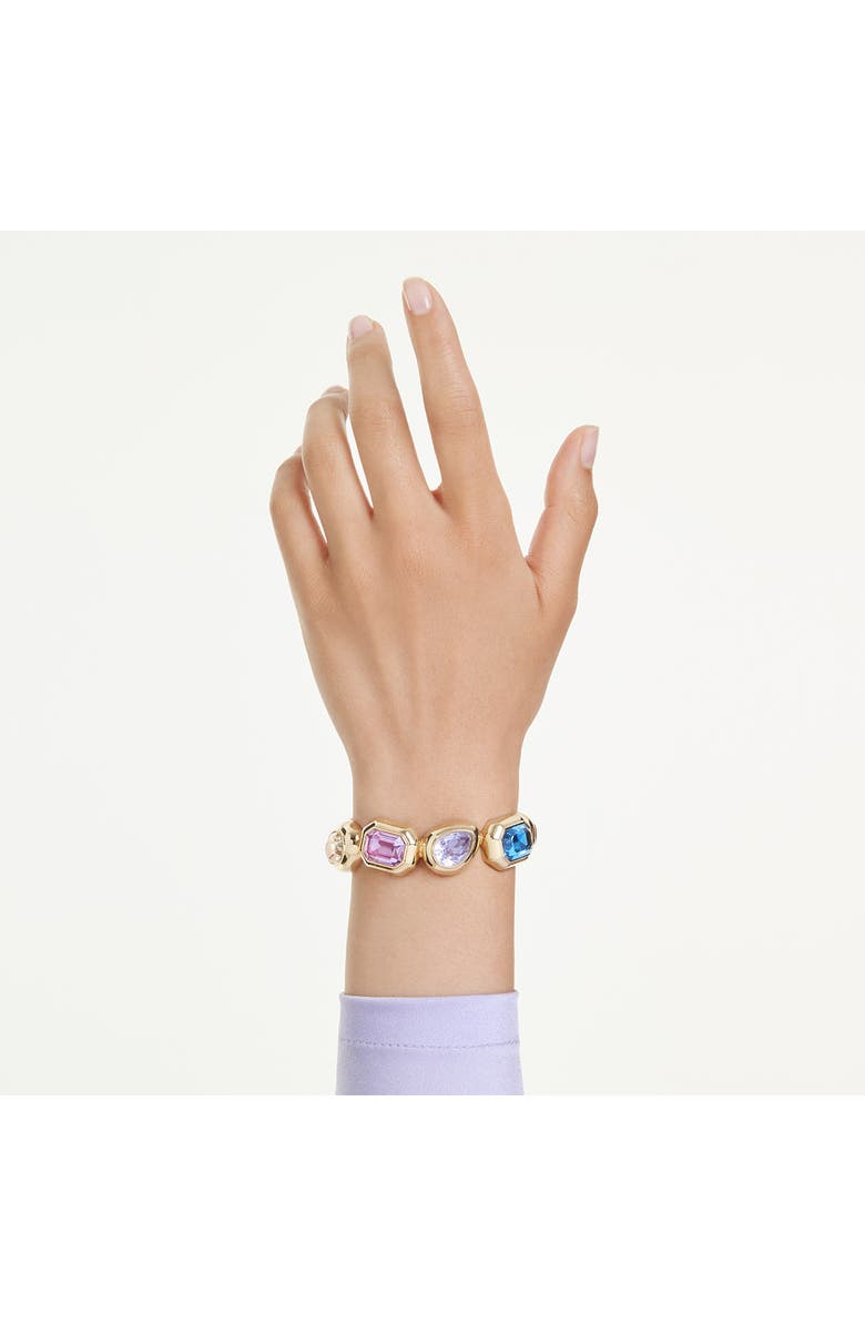 Swarovski Gema Crystal Bangle Bracelet, Alternate, color, Gold Multi