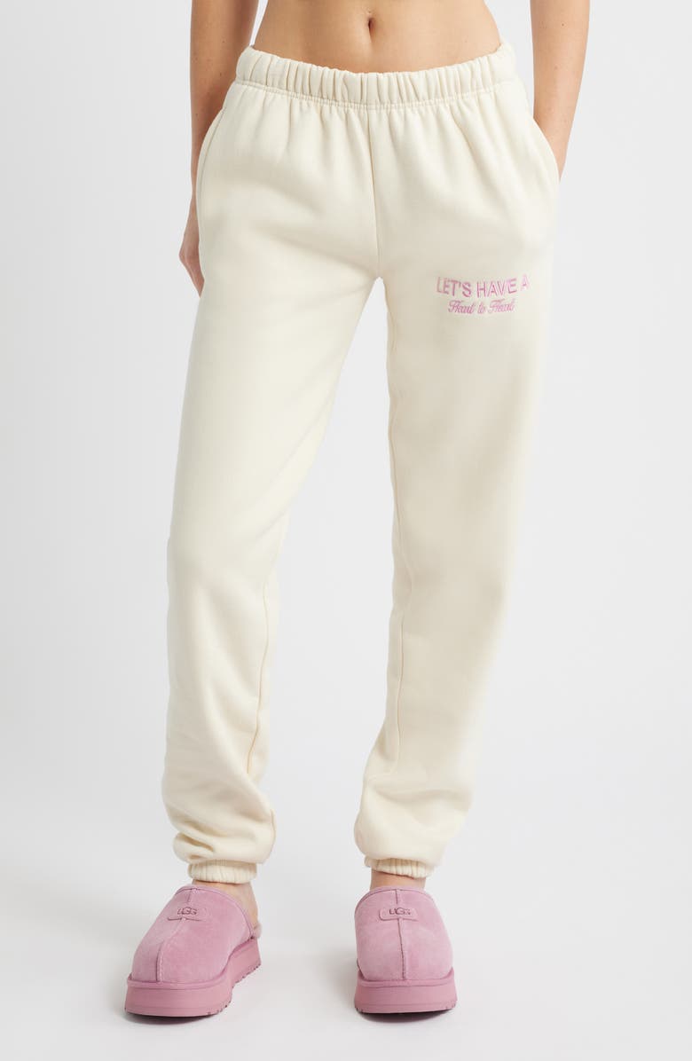 HAPPY CAMP3R Heart to Heart Embroidered Joggers, Main, color, Cream