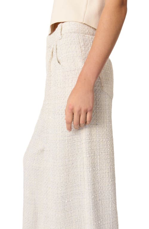 Maje Tweed Wide-leg Trousers In Ecru