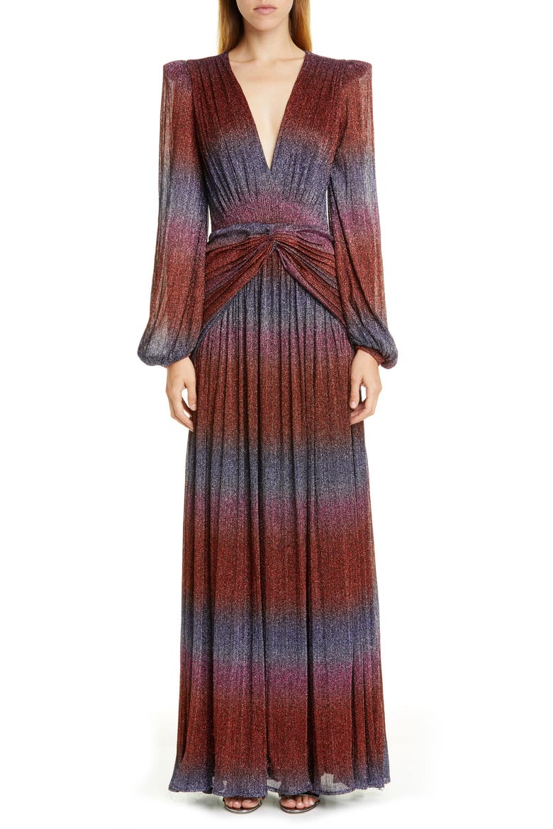 Rainbow Wrap Long Sleeve Gown, Main, color, MULTI