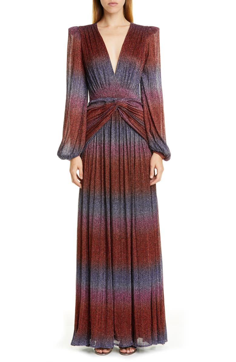 PatBO Rainbow Wrap Long Sleeve Gown, Main, color, 