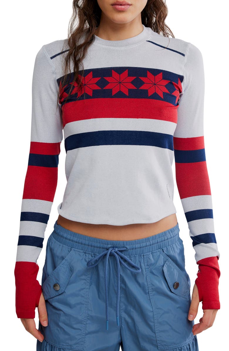 FP Movement by Free People Myoko Jacquard Layer T-Shirt, Main, color, Ivory Retro Sport