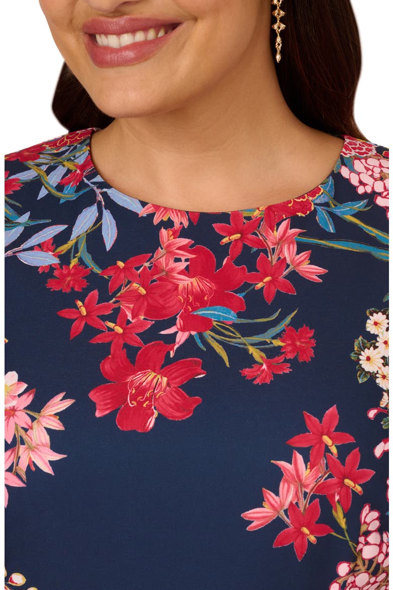Floral Print Stretch Twill Sheath Dress, Alternate, color, NAVY MULTI