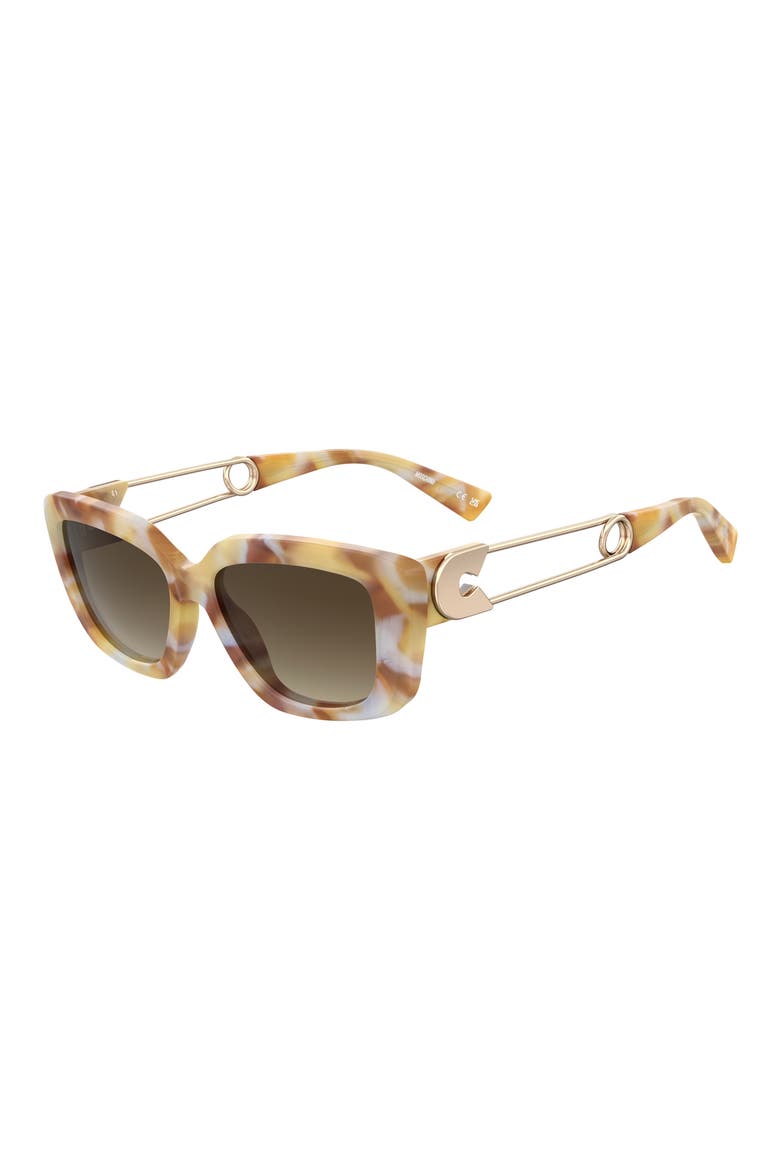 55mm Gradient Rectangular Sunglasses, Alternate, color, HAVANA / IVORY