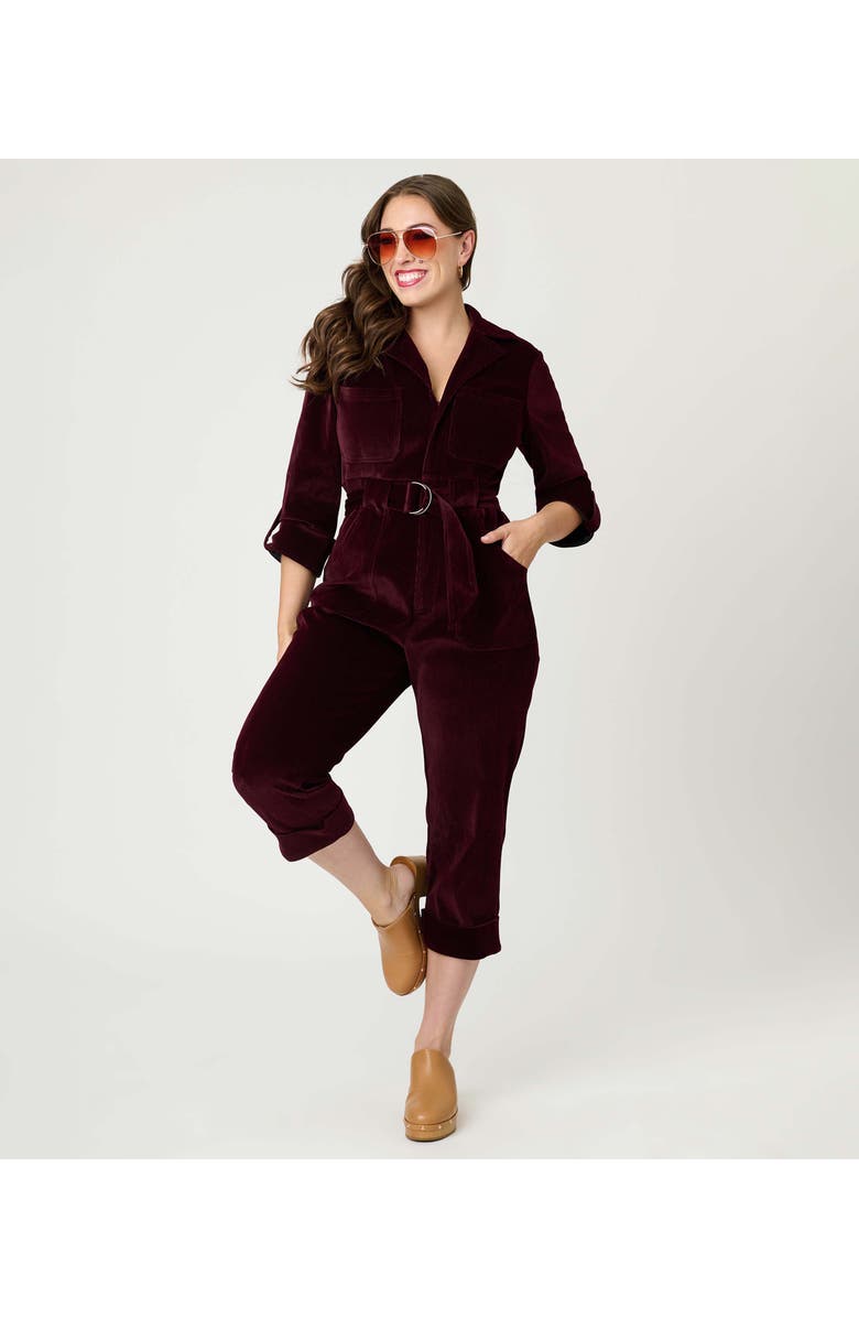 Unique Vintage Trixie Jumpsuit, Main, color, Burgundy