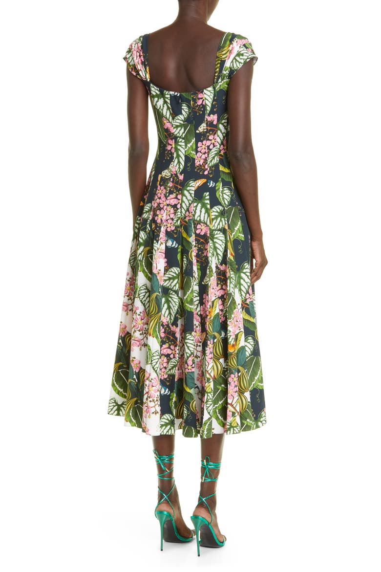 Botanical Print Cap Sleeve Fit & Flare Dress, Alternate, color, NAVY MULTI