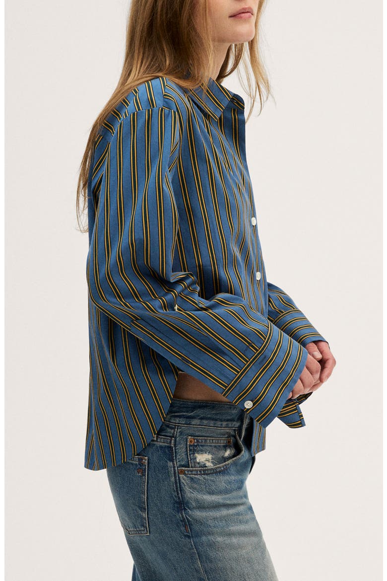 The Signature Stripe Y-Neck Shirt, Alternate, color, PORT BLUE STRIPE