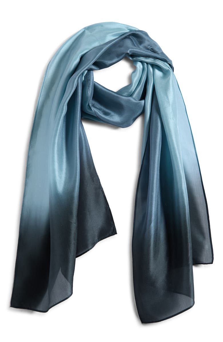 Eileen Fisher Ombré Silk Scarf, Main, color, Forest Floor