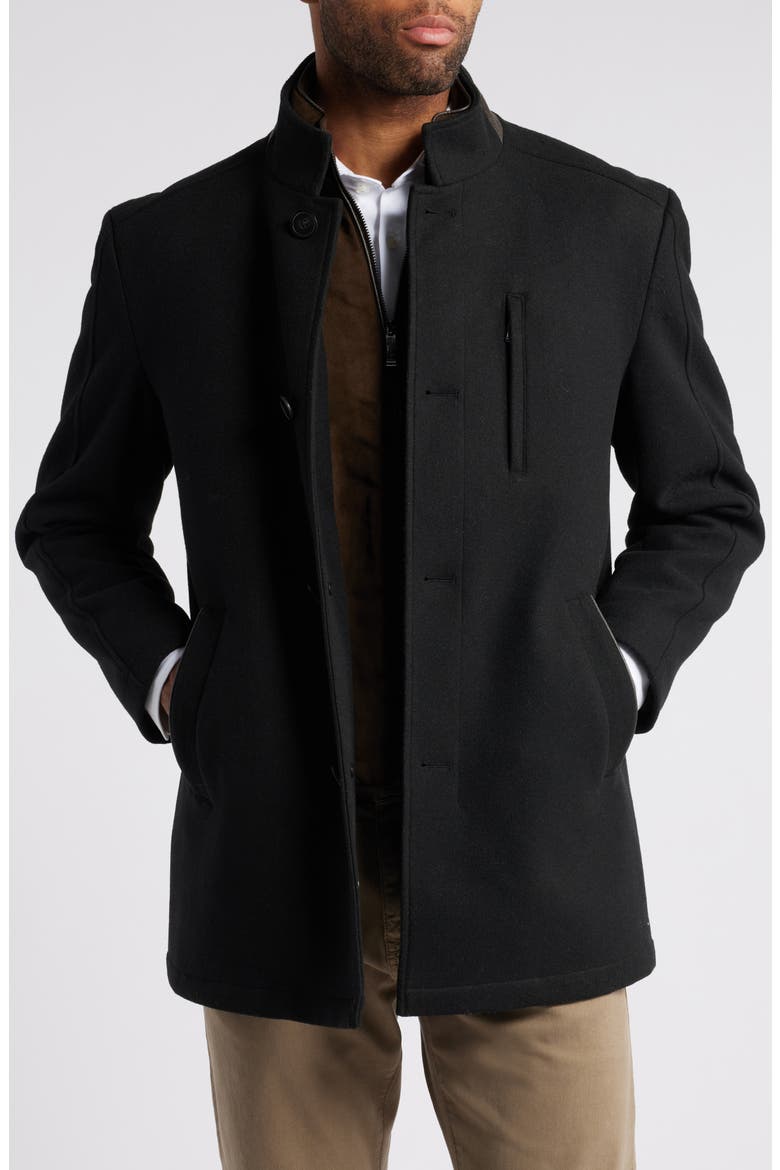 Upton Car Coat with Removable Bib, Main, color, BLACK