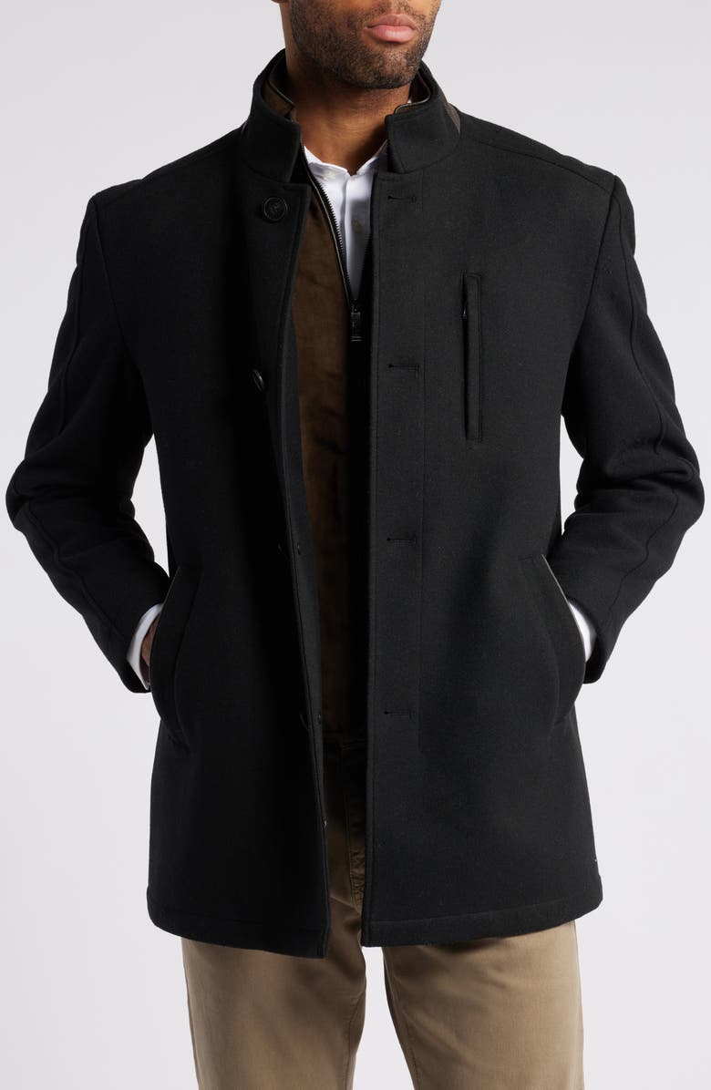 Johnston & Murphy Upton Car Coat with Removable Bib, Main, color, Black