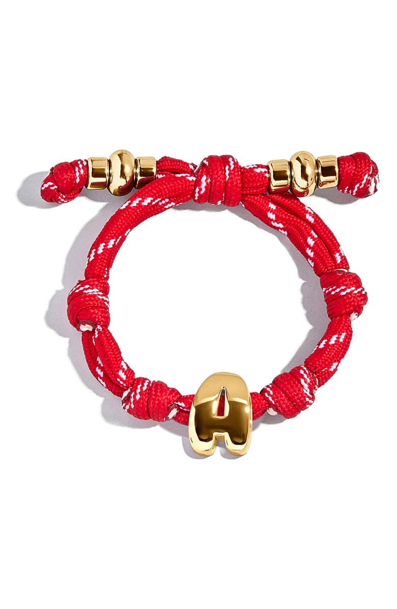BaubleBar Knotty Initial Bracelet, Main, color, Red A