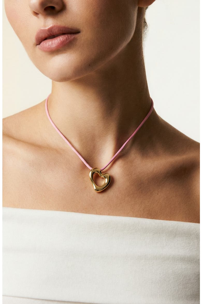 Open Heart Pendant Necklace, Alternate, color, GOLD