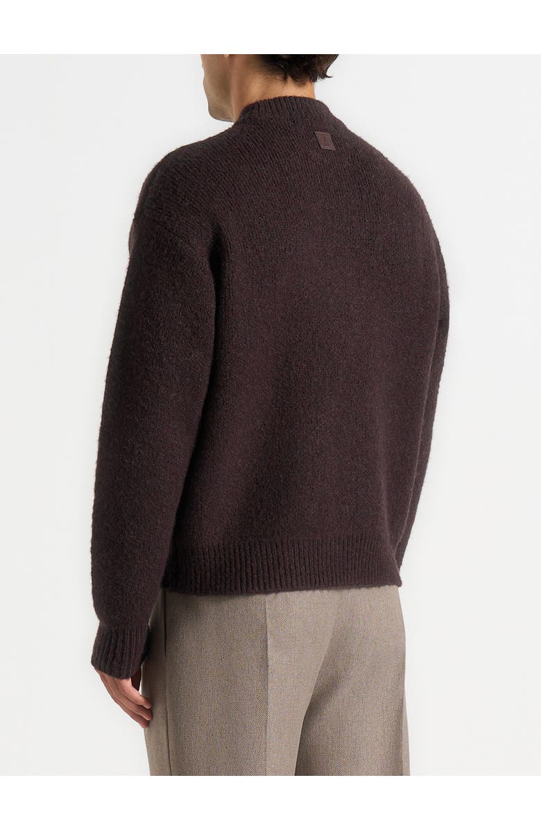 Manière De Voir Theo Asymmetric Brushed Wool Knit Jumper, Alternate, color, Brown