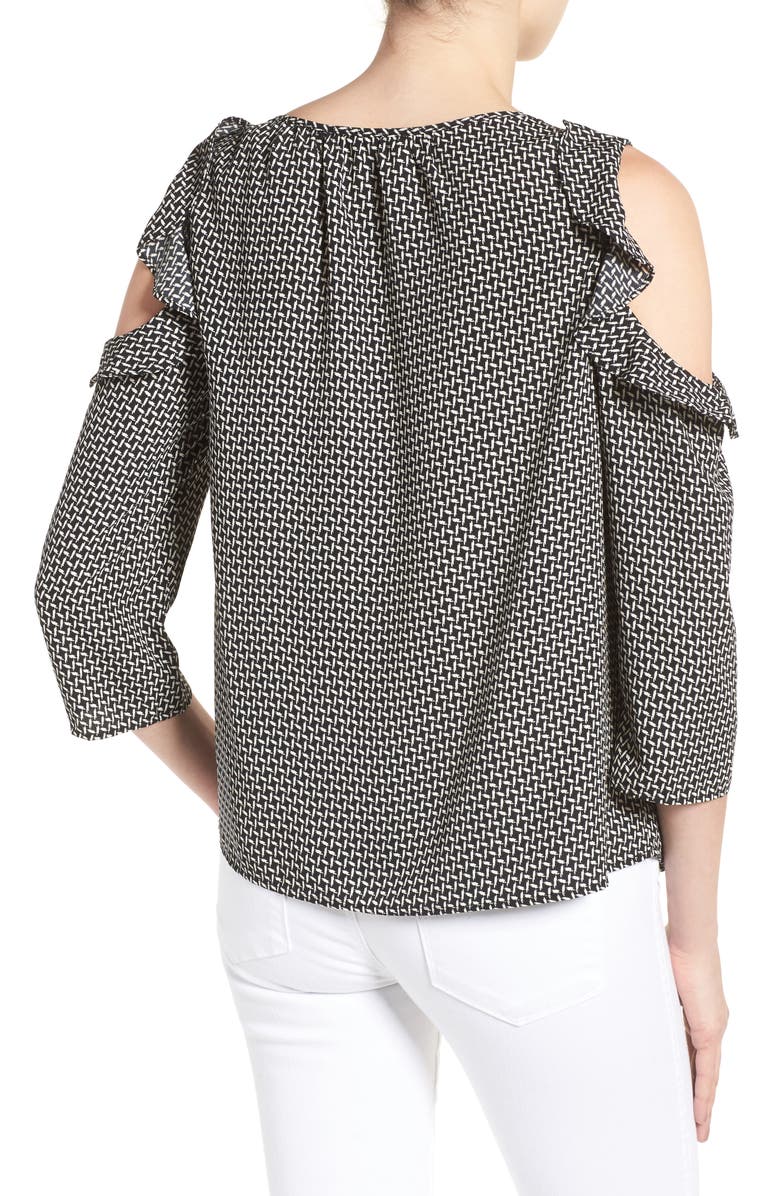 GIBSONLOOK Gibson Ruffled Cold Shoulder Blouse, Alternate, color, 