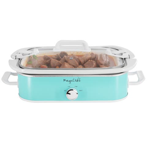 3.5 Quart Casserole Slow Cooker with 3 Temperature Settings in Turquoise