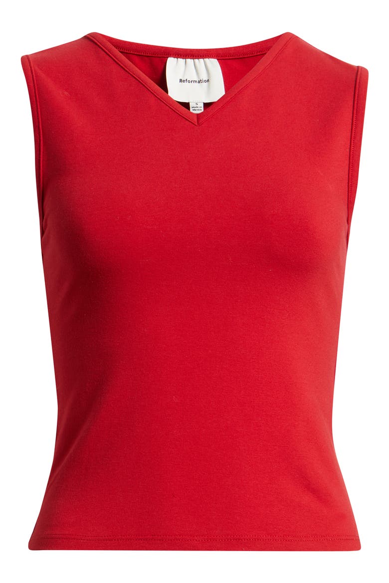 Wren Cotton V-Neck Tank, Alternate, color, LIPSTICK