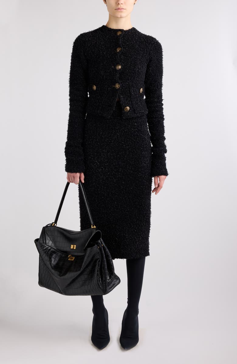 Shimmer Tweed Pencil Skirt