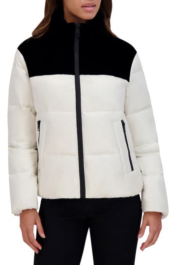 Andrew Marc Tilly Color Block Short Puffer Jacket In Multi