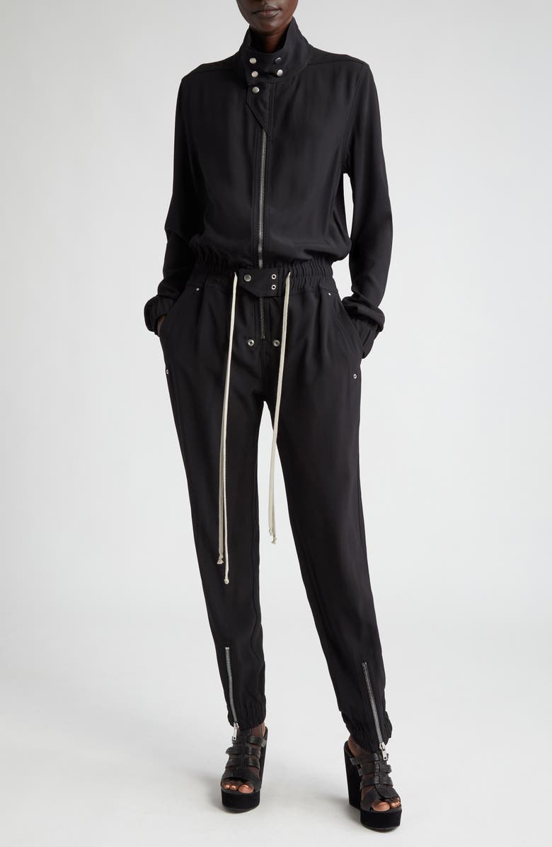 Rick Owens Bauhaus Flight Long Sleeve Tie Waist Jumpsuit, Main, color, 