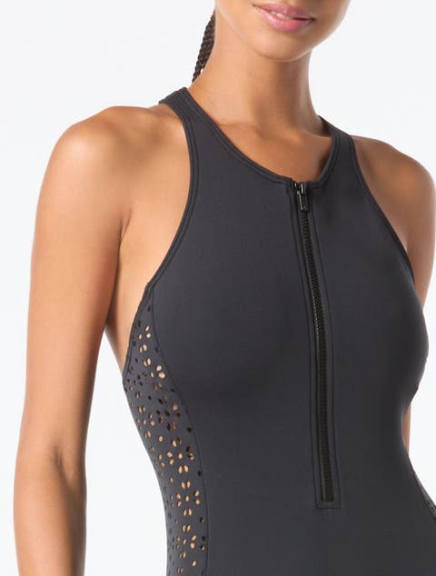 Zip Front One Piece Swimsuit