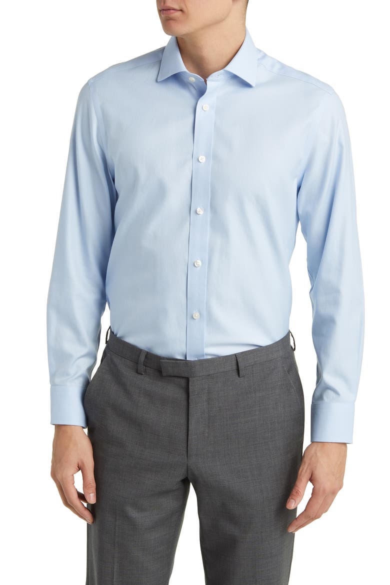 Non-Iron Twill Cutaway Slim Fit Shirt Single Cuff, Main, color, SKY BLUE